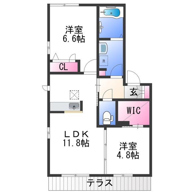 シャーメゾン名高(2LDK/1階)の間取り写真