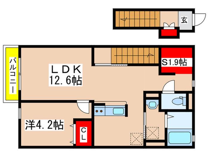 デュラカーサ根光II(1SLDK/2階)の間取り写真