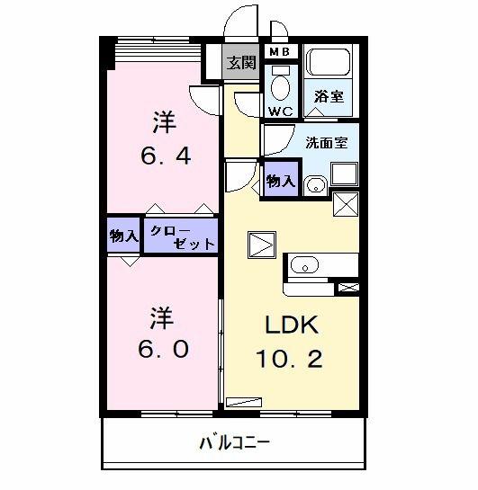 ソレイユA(2LDK/2階)の間取り写真
