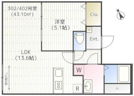 ザ・パークハウス東京(1LDK/2階)の間取り写真