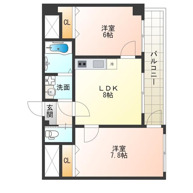 BJクローバー(2LDK/3階)の間取り写真