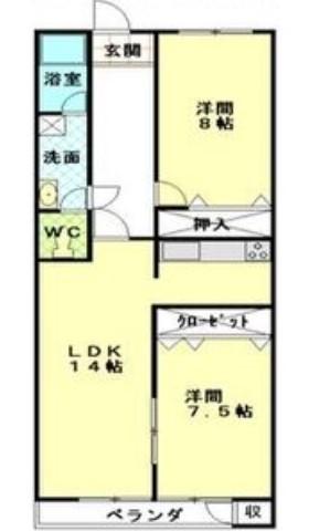 メゾン親名(2LDK/2階)の間取り写真