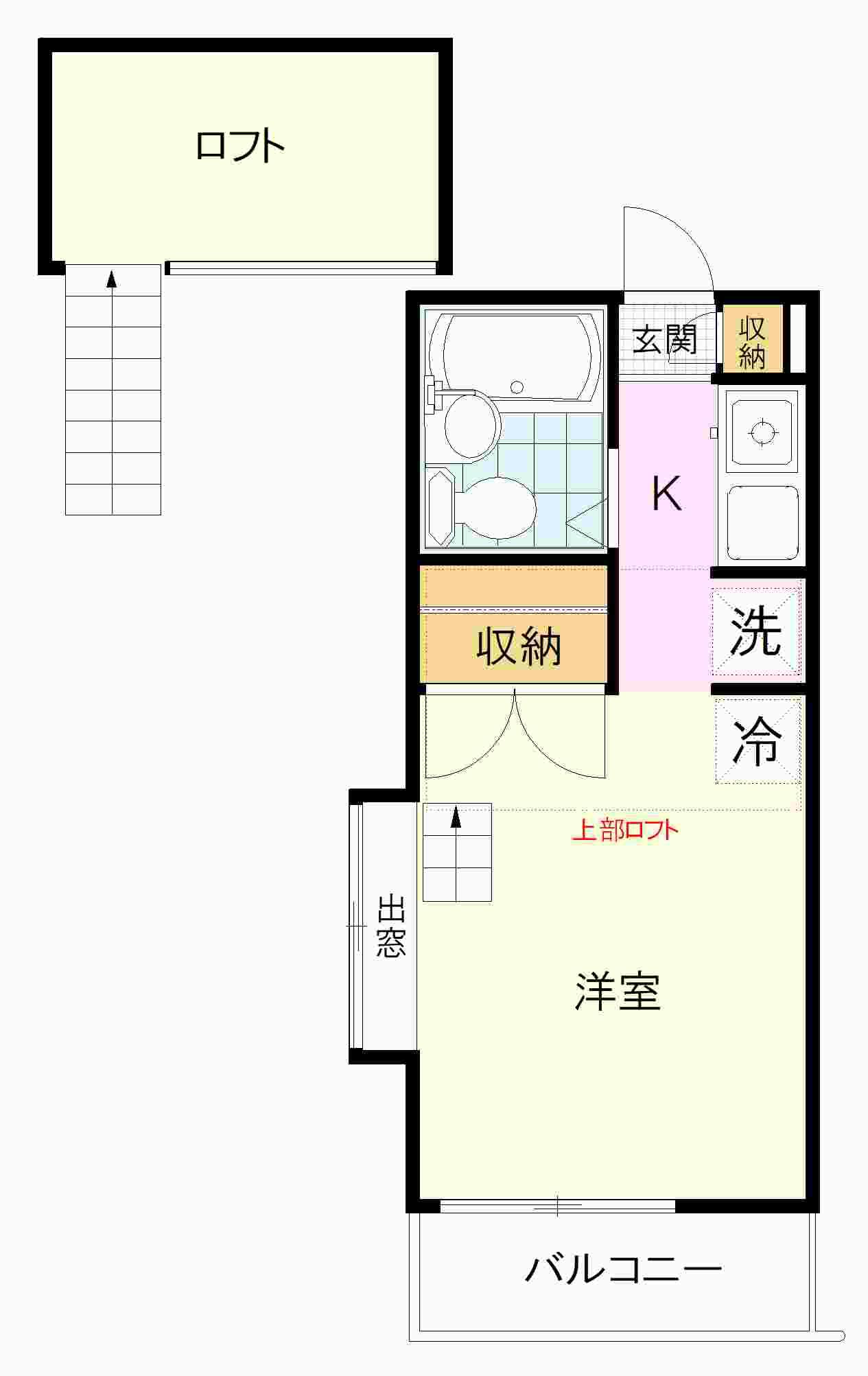 西武新宿線 小平駅 徒歩5分 2階建 築37年(ワンルーム/2階)の間取り写真