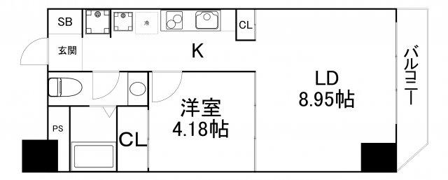 WILL DO谷町(1LDK/2階)の間取り写真