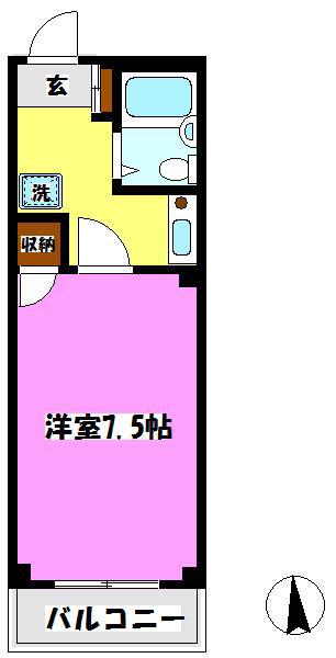 エステート北小金B棟(1K/1階)の間取り写真