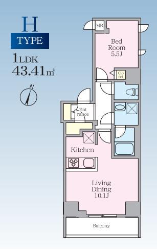 S-RESIDENCE板橋大山CLAIR(1LDK/1階)の間取り写真
