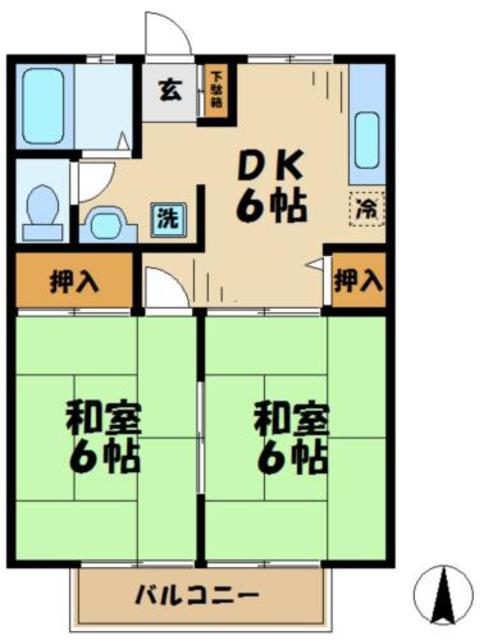 エステートコマ(2DK/1階)の間取り写真