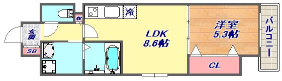 シルエラ甲南山手(1LDK/6階)の間取り写真