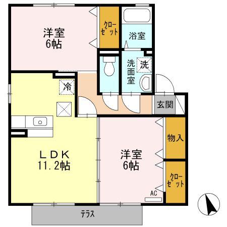 サンライズ(2LDK/1階)の間取り写真