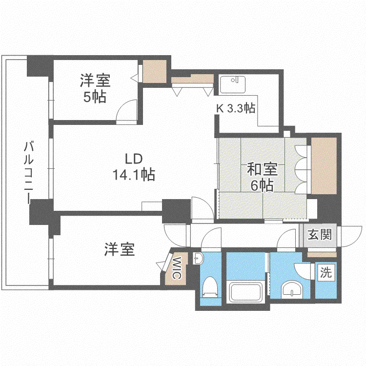 ライオンズタワー札幌山鼻(3LDK/17階)の間取り写真
