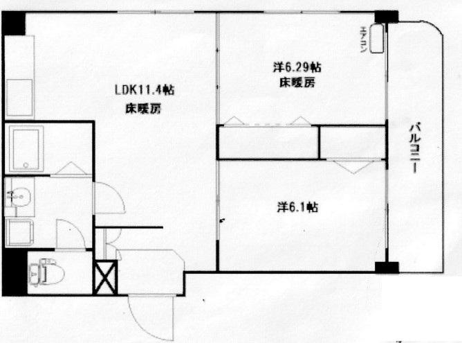 レイハート百人町(2LDK/4階)の間取り写真