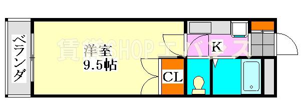 ケンタハウス(1K/1階)の間取り写真