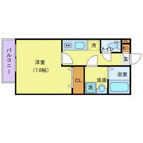 ジーメゾン埼玉本郷町プリミア(1K/2階)の間取り写真