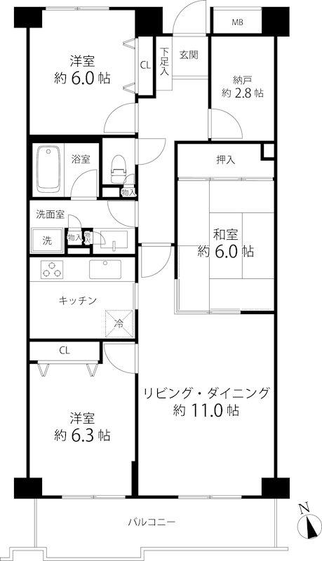 T S GARDEN府中(3SLDK/2階)の間取り写真