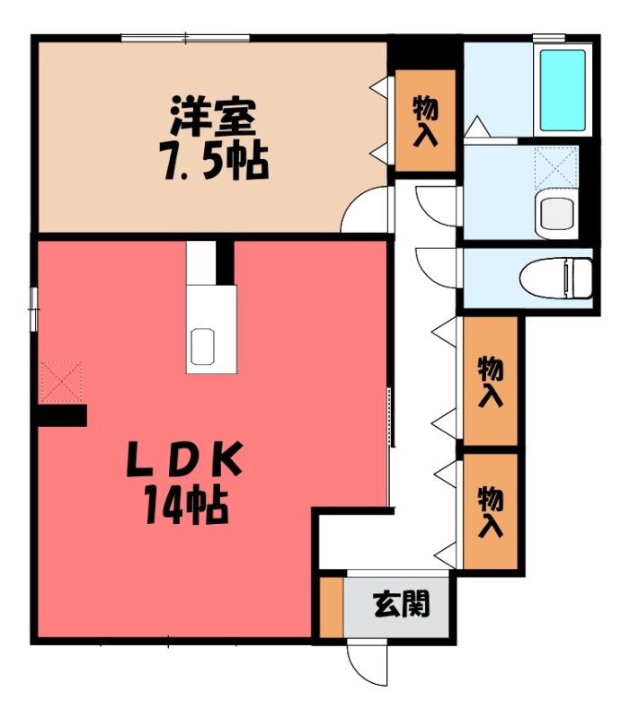 グリーントップB(1LDK/1階)の間取り写真
