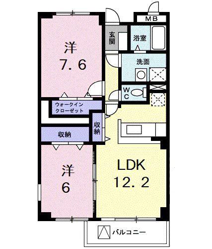 ヴィオラセア清瀬(2LDK/2階)の間取り写真