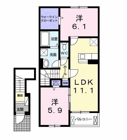 タートルヒルズ4TH(2LDK/2階)の間取り写真