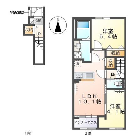 那加前洞新町K様アパート(2LDK/2階)の間取り写真