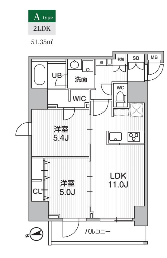 エスレジデンス新御徒町キアロ(2LDK/3階)の間取り写真