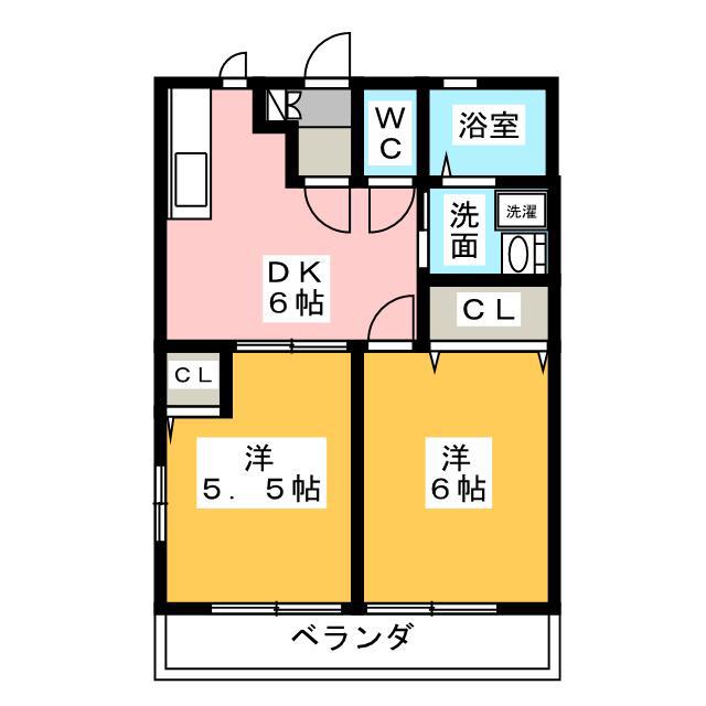 グランドハイツII(2DK/1階)の間取り写真