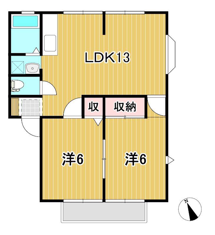 サンビレッジ本宮G棟(2LDK/1階)の間取り写真
