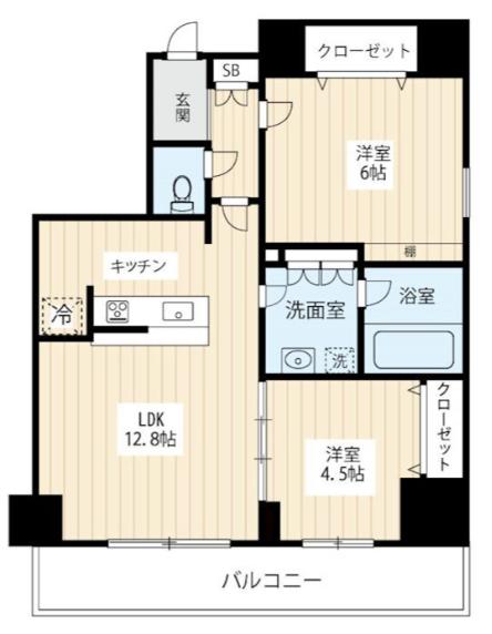 フュージョナル北綾瀬(2LDK/8階)の間取り写真