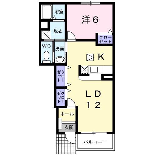 リバーストーン(1LDK/1階)の間取り写真