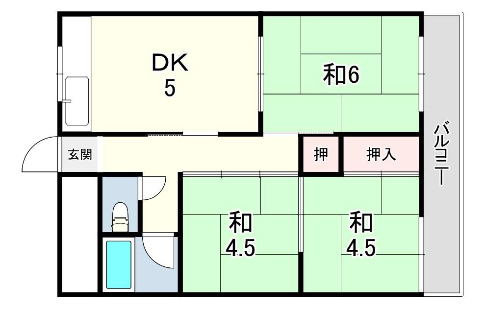 コーポ松豊(3DK/4階)の間取り写真