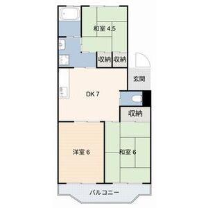 ダイヤマンション(3DK/4階)の間取り写真
