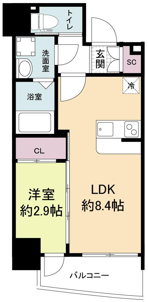 セレニテ天満橋アリア(1LDK/7階)の間取り写真
