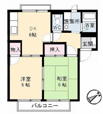 ローズササキ(2DK/2階)の間取り写真