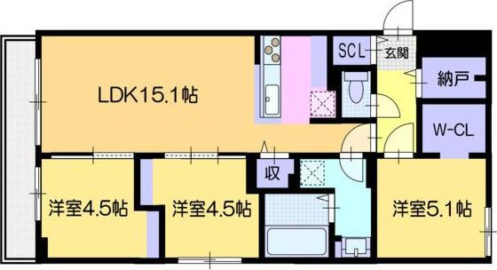DPレジデンス南円山(3LDK/2階)の間取り写真