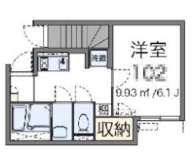 クレイノLABOON下丸子(1K/2階)の間取り写真