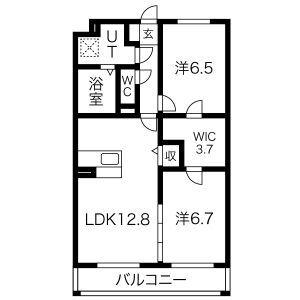 グランシャルム(2LDK/3階)の間取り写真