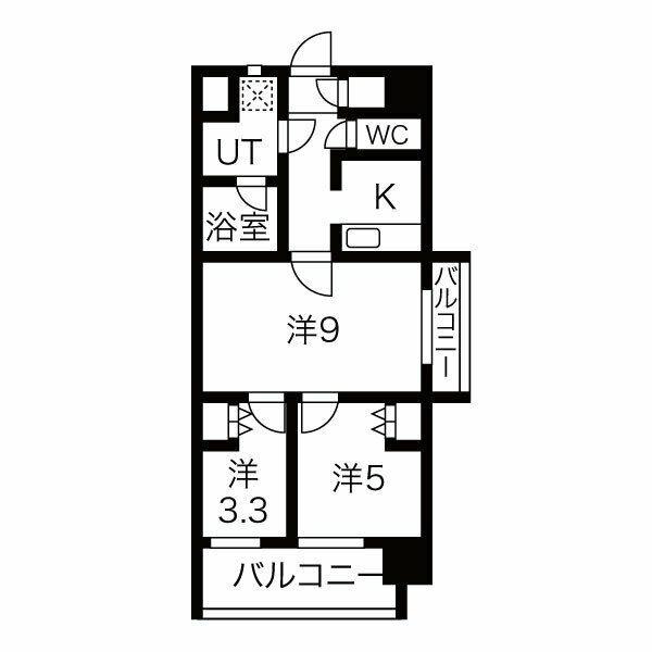THE MUSIC COURT(3K/2階)の間取り写真