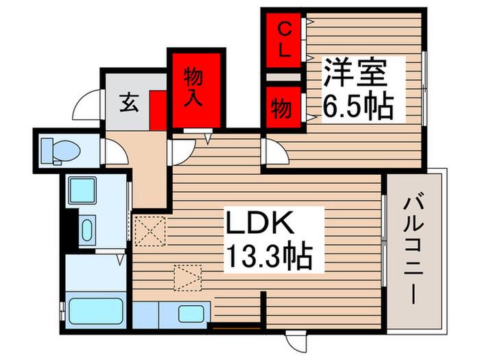 ボン シャンス(1LDK/1階)の間取り写真