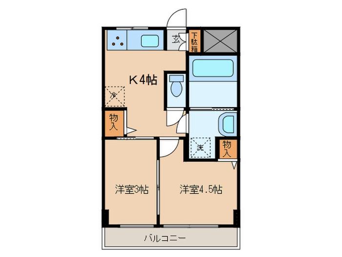 ヒマラヤンハイツ(2K/3階)の間取り写真