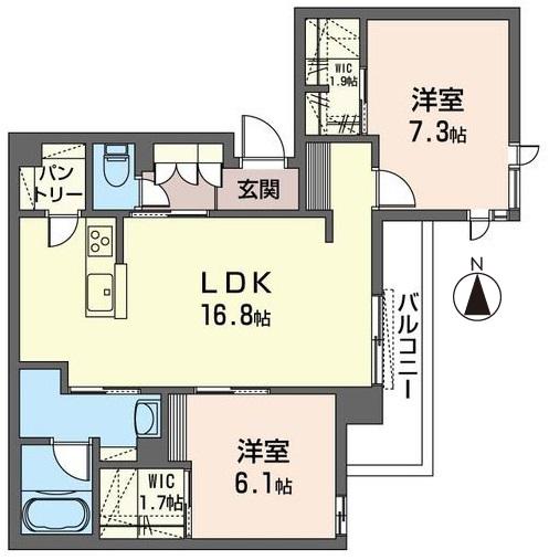 ムリーヤ ユア SHAMAISON(2LDK/3階)の間取り写真