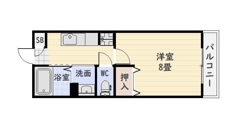 ティダ荒田(1K/2階)の間取り写真