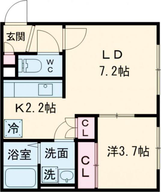 千歳市清流2丁目AP(1LDK/2階)の間取り写真