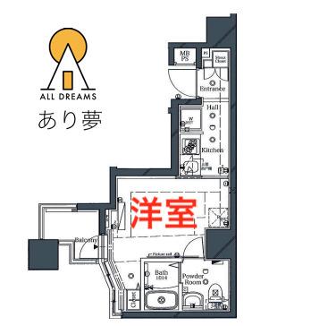 ラフィスタ横浜吉野町II(1K/3階)の間取り写真