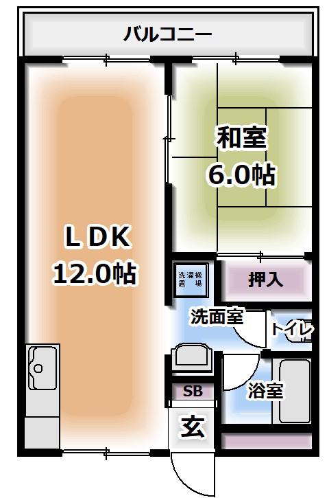 大一南野口マンション(1LDK/3階)の間取り写真