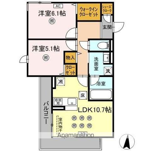 M&S RESIDENCE RIVERSIDE(2LDK/1階)の間取り写真