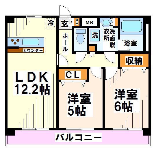 アヴニール小澤 弊社管理物件(2LDK/2階)の間取り写真