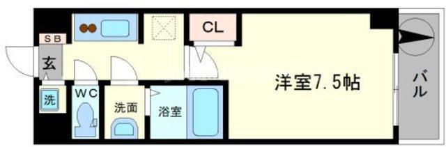 S-RESIDENCE難波BRILLER(1K/14階)の間取り写真