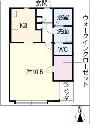 フローラルパレス(1K/3階)の間取り写真