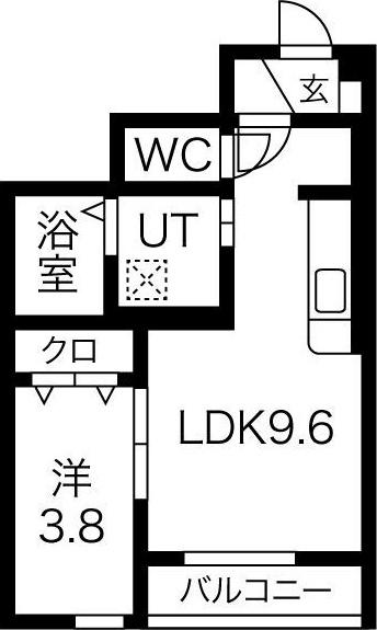 クリスタル(1LDK/1階)の間取り写真