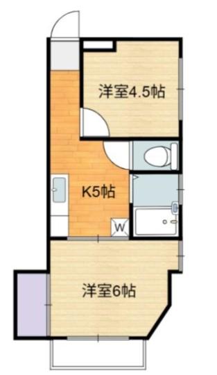 間宮ビル(2K/3階)の間取り写真