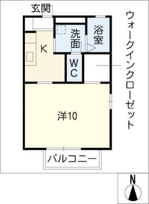 ディアス上原(1K/1階)の間取り写真