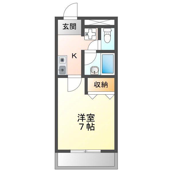 LUMINA 赤池 サウス II(1K/1階)の間取り写真